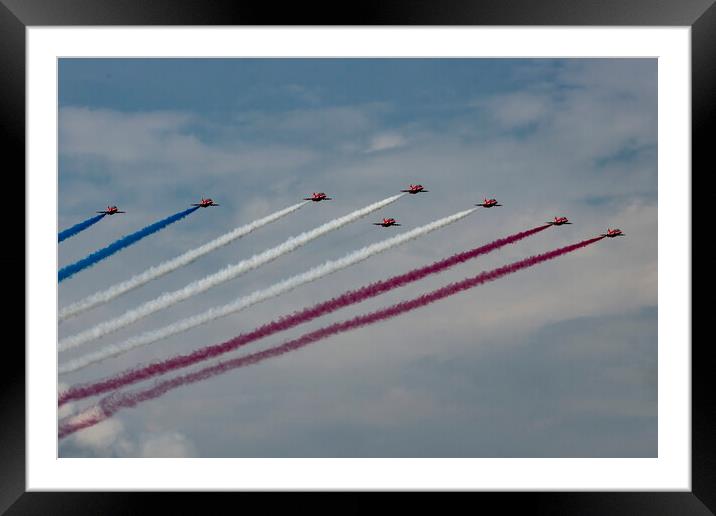 The Iconic Red Arrows Flight Display Team Framed Mounted Print by Glen Allen