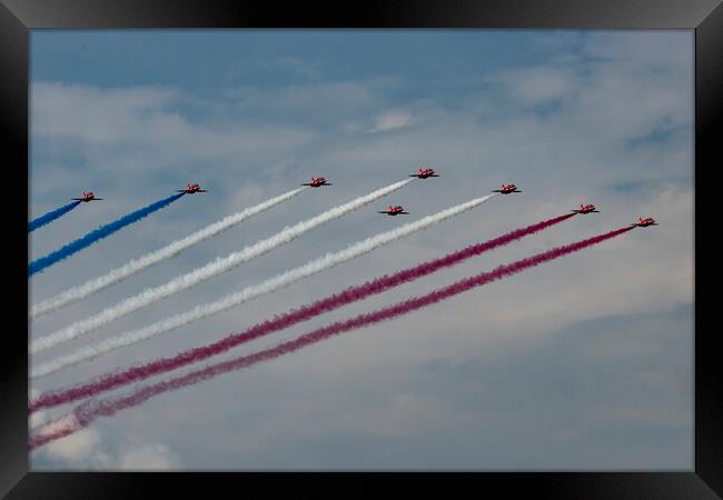 The Iconic Red Arrows Flight Display Team Framed Print by Glen Allen
