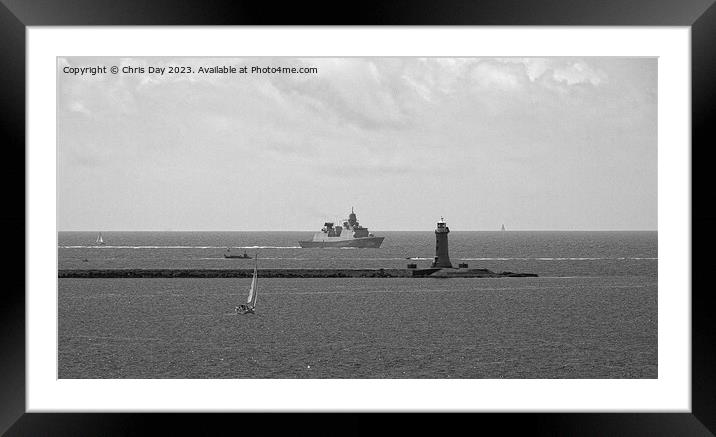HNLMS De Zeven Provinciën approachin Plymouth Soun Framed Mounted Print by Chris Day
