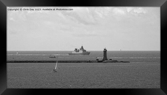 HNLMS De Zeven Provinciën approachin Plymouth Soun Framed Print by Chris Day