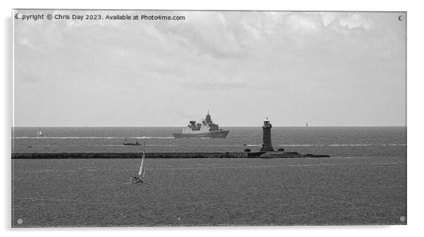 HNLMS De Zeven Provinciën approachin Plymouth Soun Acrylic by Chris Day