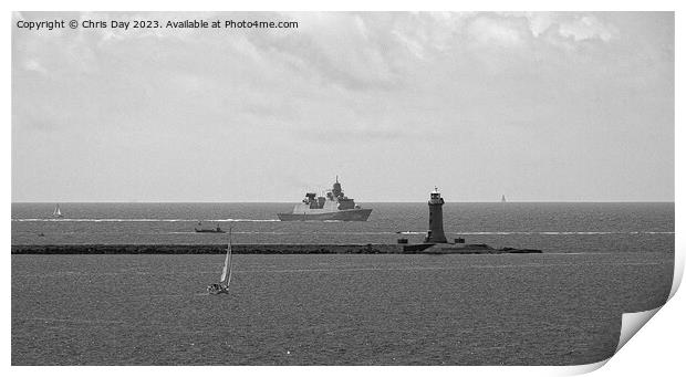 HNLMS De Zeven Provinciën approachin Plymouth Soun Print by Chris Day