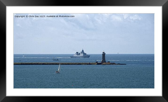 HNLMS De Zeven Provinciën approachin Plymouth Sound Framed Mounted Print by Chris Day