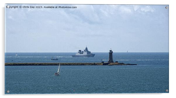 HNLMS De Zeven Provinciën approachin Plymouth Sound Acrylic by Chris Day