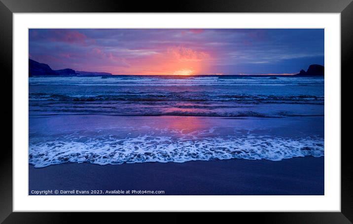 Seaside Sunset Framed Mounted Print by Darrell Evans