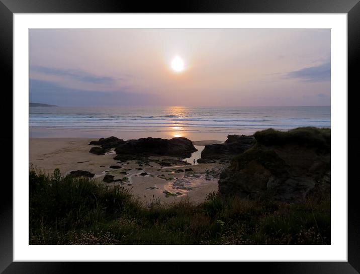 Sunset at Gwithian  Framed Mounted Print by Beryl Curran