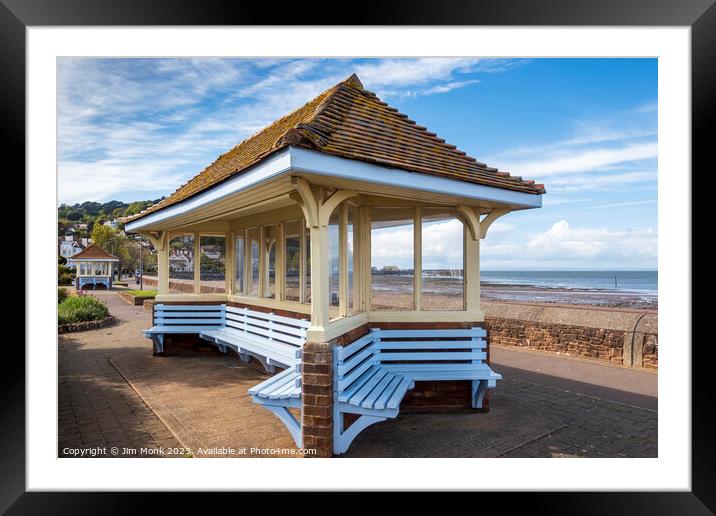 Minehead Seaside Shelters Framed Mounted Print by Jim Monk