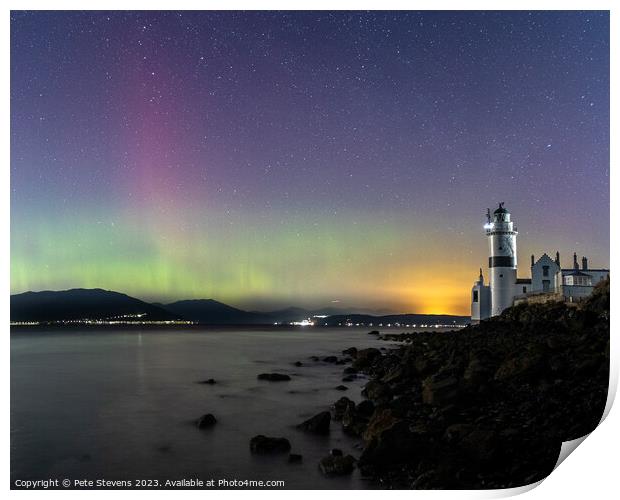 "Radiant Aurora Illuminates Cloch Lighthouse" Print by Pete Stevens