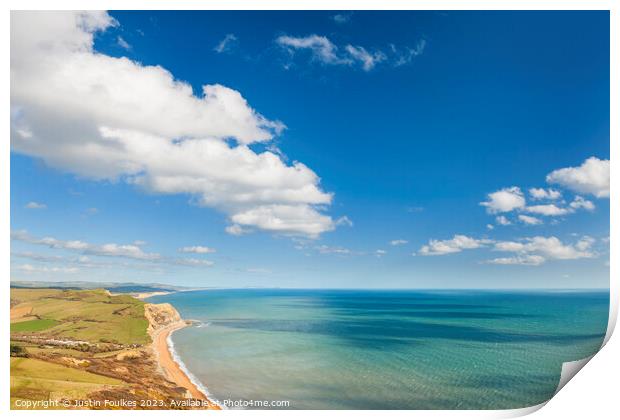 The view from Golden Cap, Dorset Print by Justin Foulkes