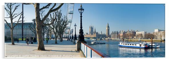 Houses of Parliament and Thames panorama Acrylic by Justin Foulkes