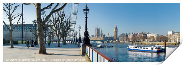 Houses of Parliament and Thames panorama Print by Justin Foulkes