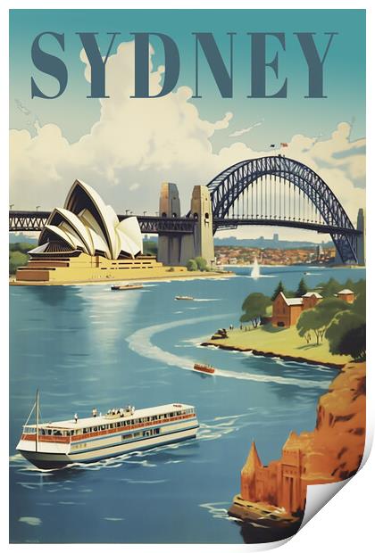 Sydney 1950s Travel Poster Print by Picture Wizard