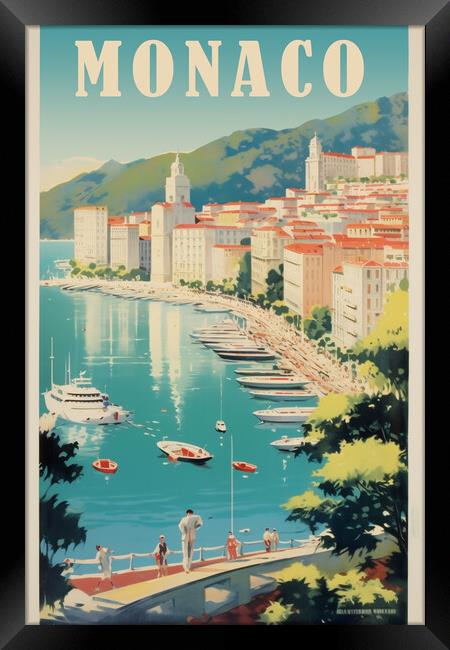 Monaco 1950s Travel Poster Framed Print by Picture Wizard