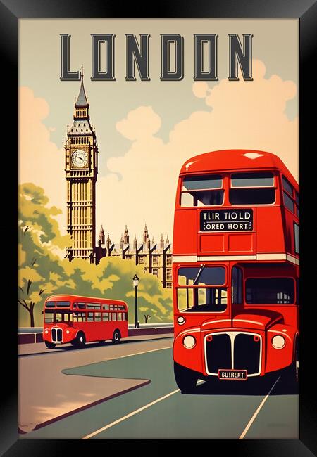 London 1950s Travel Poster Framed Print by Picture Wizard