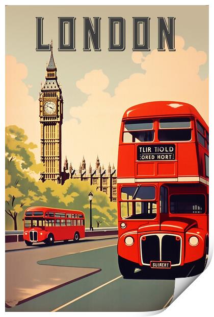 London 1950s Travel Poster Print by Picture Wizard