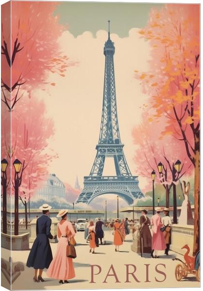 Paris 1950s Travel Poster Canvas Print by Picture Wizard