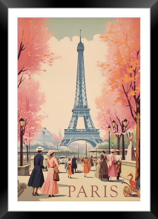 Paris 1950s Travel Poster Framed Mounted Print by Picture Wizard
