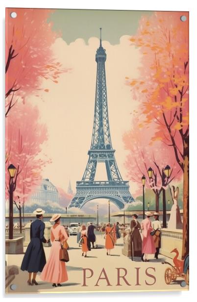 Paris 1950s Travel Poster Acrylic by Picture Wizard