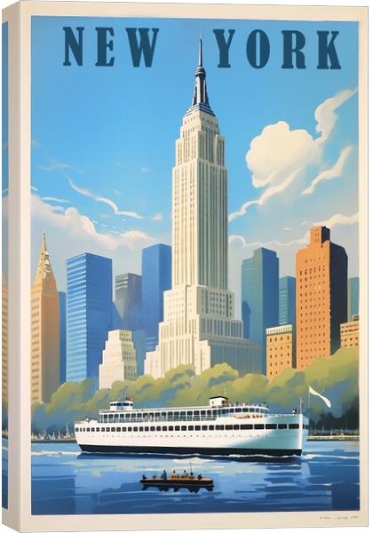 New York 1950s Travel Poster Canvas Print by Picture Wizard