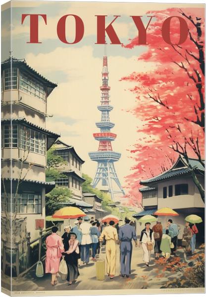 Tokyo 1950s Travel Poster Canvas Print by Picture Wizard