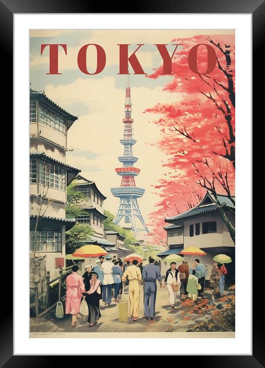 Tokyo 1950s Travel Poster Framed Mounted Print by Picture Wizard