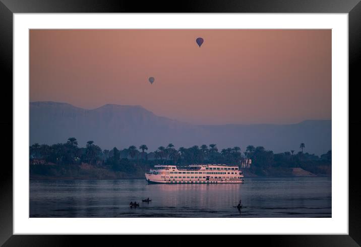 Sunrise at Luxor on the River Nile Framed Mounted Print by John Frid