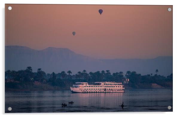 Sunrise at Luxor on the River Nile Acrylic by John Frid