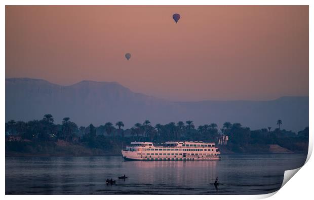 Sunrise at Luxor on the River Nile Print by John Frid