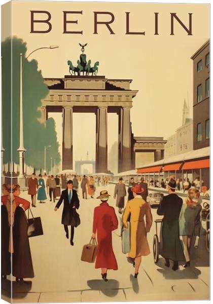 Berlin 1950s Travel Poster Canvas Print by Picture Wizard
