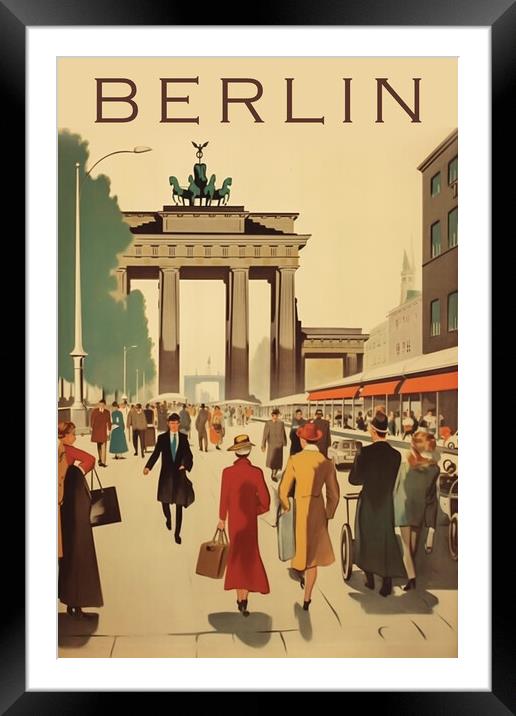 Berlin 1950s Travel Poster Framed Mounted Print by Picture Wizard