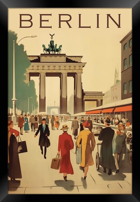 Berlin 1950s Travel Poster Framed Print by Picture Wizard