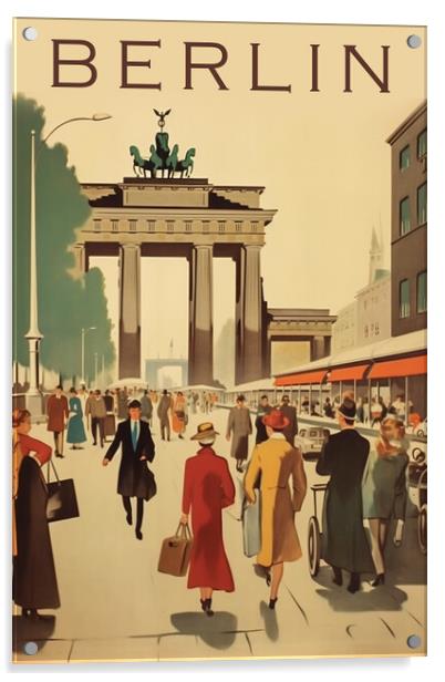 Berlin 1950s Travel Poster Acrylic by Picture Wizard