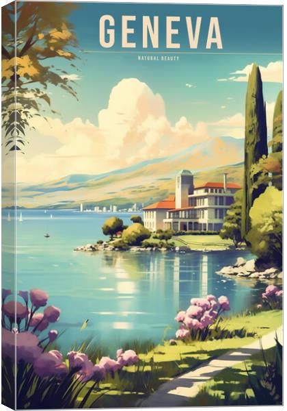 Geneva 1950s Travel Poster Canvas Print by Picture Wizard