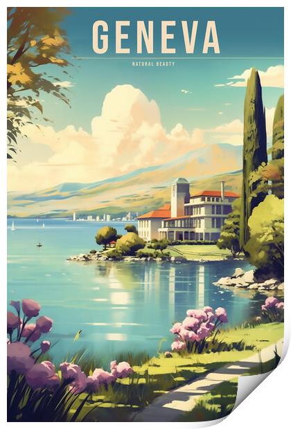 Geneva 1950s Travel Poster Print by Picture Wizard