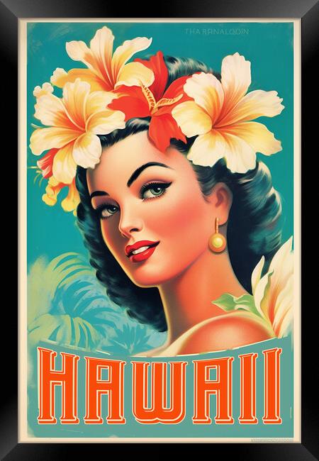 Hawaii 1950s Travel Poster Framed Print by Picture Wizard