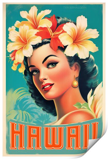 Hawaii 1950s Travel Poster Print by Picture Wizard