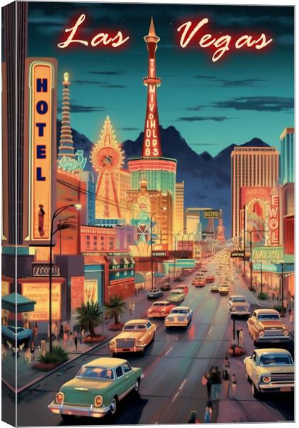 Las Vegas 1950s Travel Poster Canvas Print by Picture Wizard