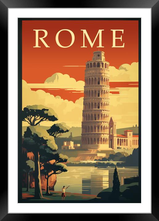 Rome 1950s Travel Poster Framed Mounted Print by Picture Wizard