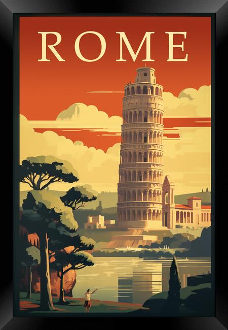 Rome 1950s Travel Poster Framed Print by Picture Wizard