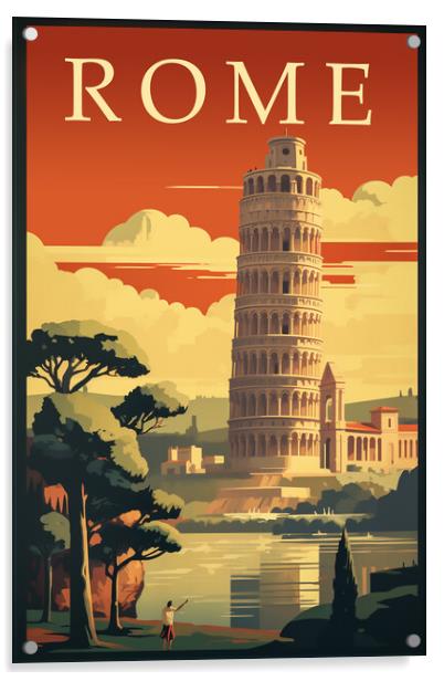 Rome 1950s Travel Poster Acrylic by Picture Wizard