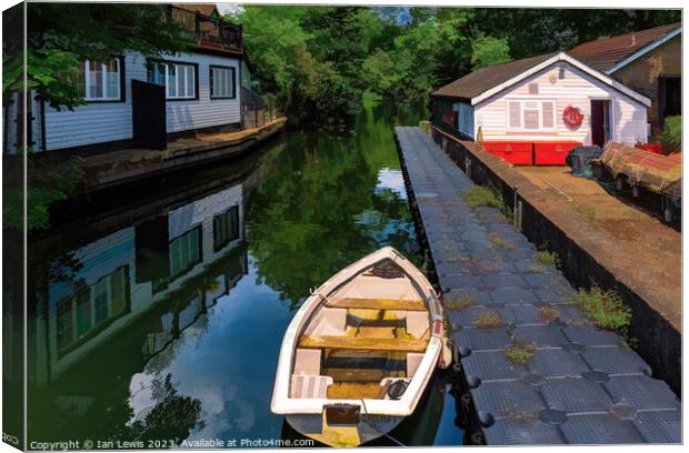 Backwater Moorings at Ray Mill Island Canvas Print by Ian Lewis