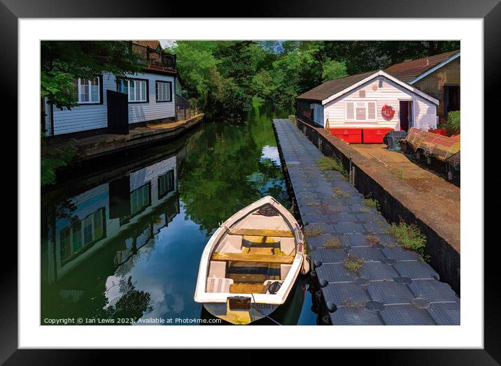 Backwater Moorings at Ray Mill Island Framed Mounted Print by Ian Lewis