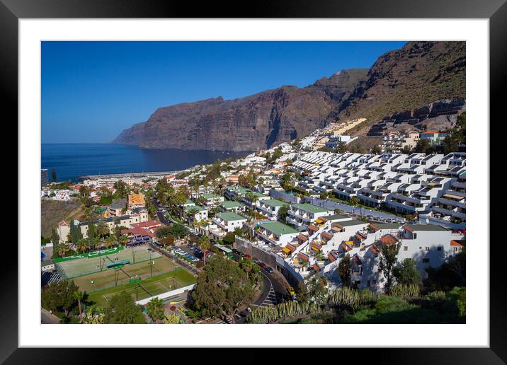 Los Gigantes Town And Cliffs In Tenerife Framed Mounted Print by Artur Bogacki