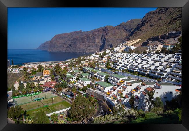 Los Gigantes Town And Cliffs In Tenerife Framed Print by Artur Bogacki