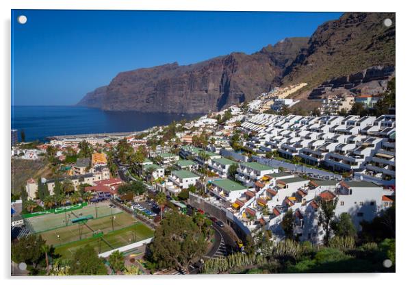 Los Gigantes Town And Cliffs In Tenerife Acrylic by Artur Bogacki