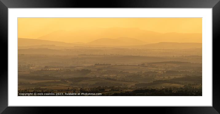 Golden Hues Over Rolling Countryside Framed Mounted Print by nick coombs