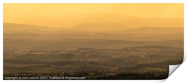 Golden Hues Over Rolling Countryside Print by nick coombs
