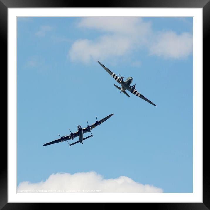 C-47 Dakota - Avro Lancaster - Battle of Britain Memorial Flight Framed Mounted Print by Stephen Young