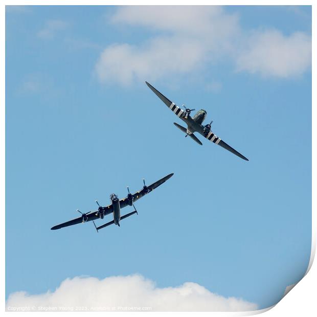 C-47 Dakota - Avro Lancaster - Battle of Britain Memorial Flight Print by Stephen Young