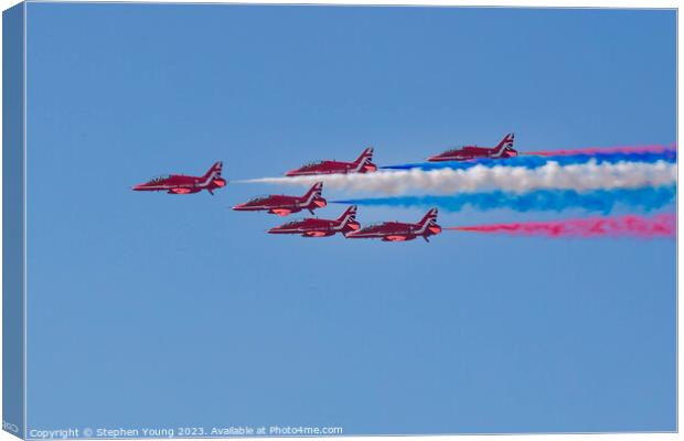 Red Arrows Horizontal Flight Canvas Print by Stephen Young